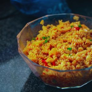 curry noodle salad, braai sides, pasta salad, South African recipes, cold salad