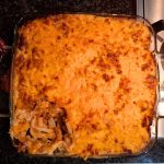 mac and cheese straight out of the oven. crispy and cheesy
